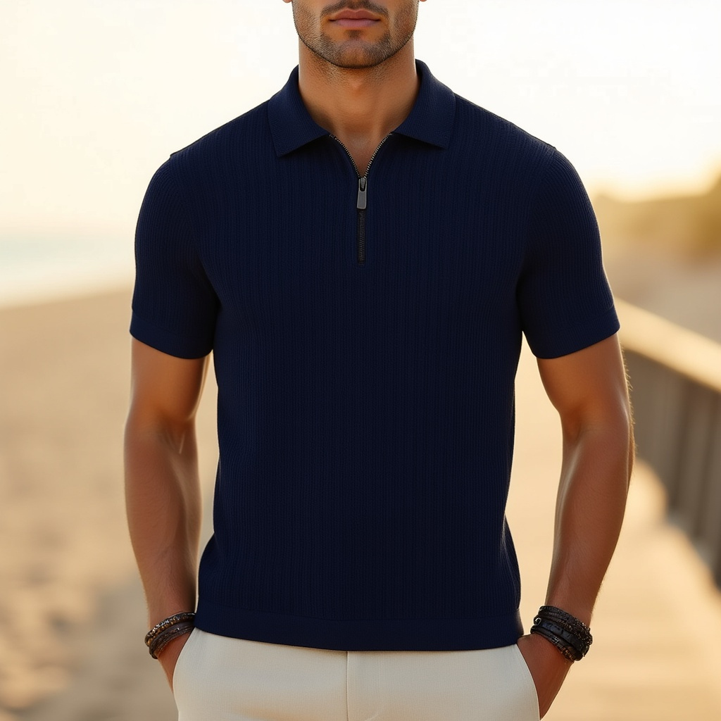 Linnen Polo Skjorte-6